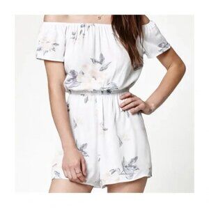 Kendall And Kylie | Floral Print Off Shoulder Romper | Size Extra Small